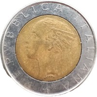 Монета Италия 500 лир 1986