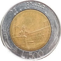 Монета Италия 500 лир 1986