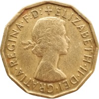 Монета Великобритания 3 пенса 1957
