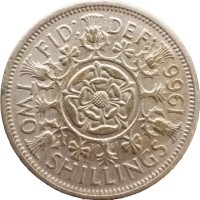 Монета Великобритания 2 шиллинга 1966