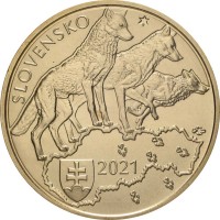 Монета Словакия 5 евро 2021 Серый волк