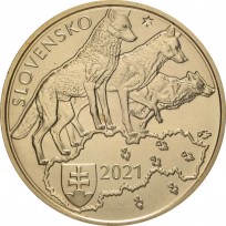 Монета Словакия 5 евро 2021 Серый волк