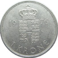 Монета Дания 1 крона 1976