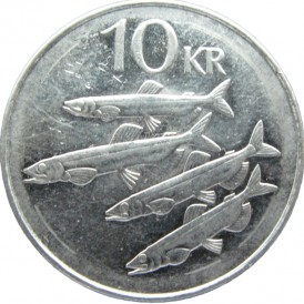 Монета Исландия 10 крон 1996