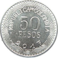 Монета Колумбия 50 песо 2017