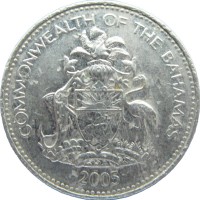 Монета Багамы 5 центов 2005