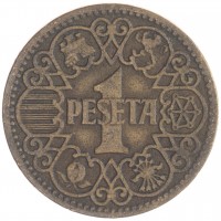 Монета Испания 1 песета 1944