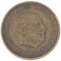 Монета Испания 1 песета 1953