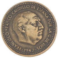 Монета Испания 1 песета 1947