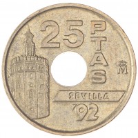 Монета Испания 25 песет 1992