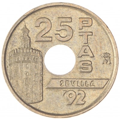 Монета Испания 25 песет 1992