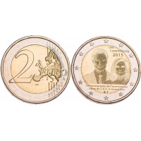 Монета Люксембург 2 евро 2015 15 лет вступления на престол Великого Герцога Анри