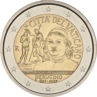 Монета Ватикан 2 евро 2023 500 лет со дня смерти Пьетро Перуджино