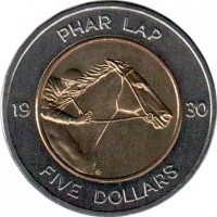 Австралия 5 долларов 2000 70 лет победы коня Фар Лапа (Phar Lap)