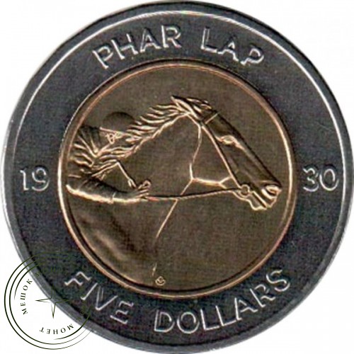 Австралия 5 долларов 2000 70 лет победы коня Фар Лапа (Phar Lap) — 937046495