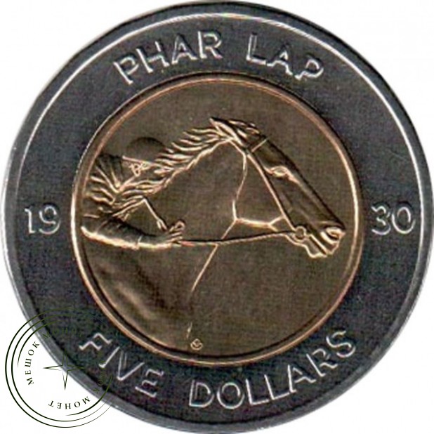 Австралия 5 долларов 2000 70 лет победы коня Фар Лапа (Phar Lap) — 937046495