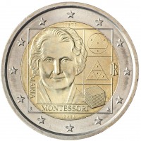 Монета Италия 2 евро 2020 Марии Монтессори
