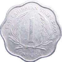 Монета Карибы 1 цент 2000
