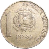 Монета Доминиканская республика 1 песо 1992