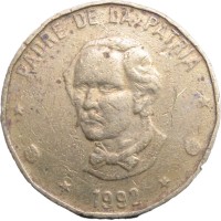 Монета Доминикана 1 песо 1992