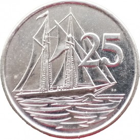 Монета Каймановы острова 25 центов 2008