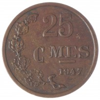 Монета Люксембург 25 сентим 1947
