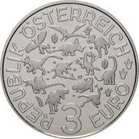 Монета Австрия 3 евро 2020 Мозазавр