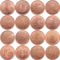 Набор монет 1 евроцент (8 монет)
