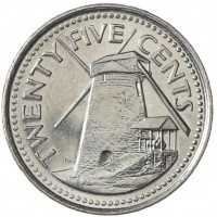 Монета Барбадос 25 центов 2011