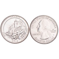 Монета США 25 центов 2012 Национальный парк Акадия