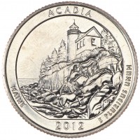 США 25 центов 2012 Национальный парк Акадия