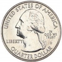 Монета США 25 центов 2012 Национальный парк Акадия