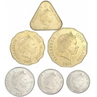 Острова Кука набор 6 монет 10, 20, 50 центов и 1, 2, 5 долларов 2015