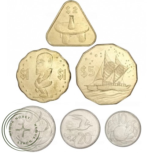 Острова Кука набор 6 монет 10, 20, 50 центов и 1, 2, 5 долларов 2015 — 937046226