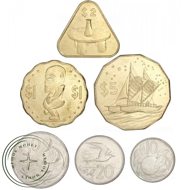 Острова Кука набор 6 монет 10, 20, 50 центов и 1, 2, 5 долларов 2015 — 937046226