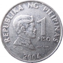 Монета Филиппины 1 песо 2004
