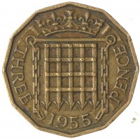 Великобритания 3 пенса 1955