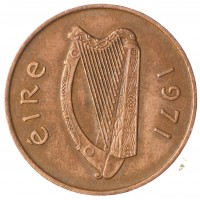 Монета Ирландия 2 пенни 1971