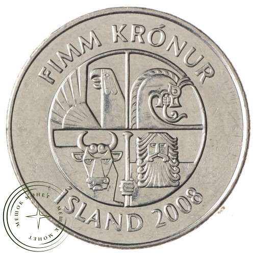 Исландия 5 крон 2008 — 90621414-3