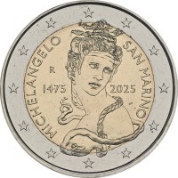 Сан-Марино 2 евро 2025 Микеланджело Буонарроти (буклет)