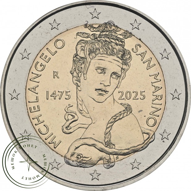 Сан-Марино 2 евро 2025 550-летия со дня рождения Микеланджело Буонарроти.  — 937046153