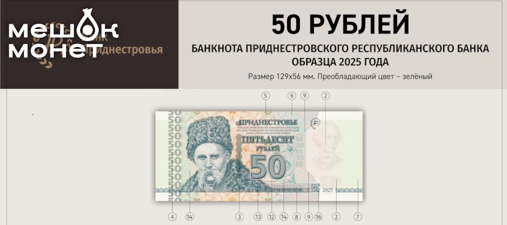 Новая банкнота Приднестровья: 50 рублей образца 2025 года