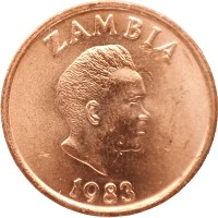 Монета Замбия 2 нгве 1983