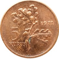 Монета Турция 5 куруш 1971