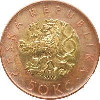 Монета Чехия 50 крон 2009