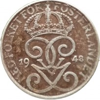 Монета Швеция 1 эре 1948