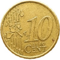 Монета Испания 10 евроцентов 1999