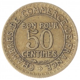 Монета Франция 50 сентим 1927