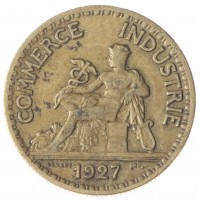 Монета Франция 50 сентим 1927