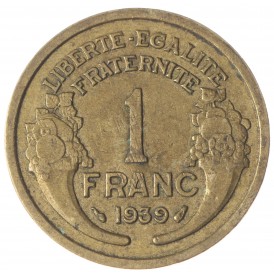Монета Франция 1 франк 1939